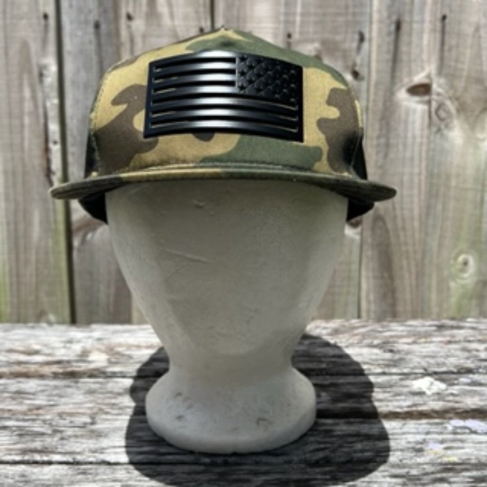 American Metal Flag Camouflage Snap Back Adjustable Cap